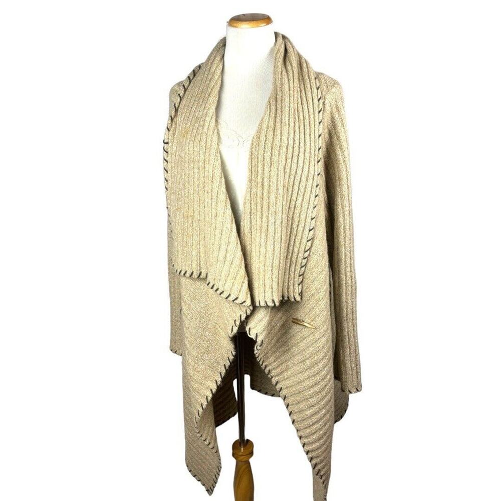 St John Sport Wool Blend Long Waterfall Sweater Cardigan Large‎